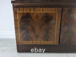 DISPLAY CABINET Large Wood Veneer Retro Glass Door Drawers Shelves FREE DELIVERY
