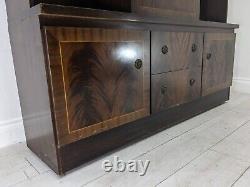 DISPLAY CABINET Large Wood Veneer Retro Glass Door Drawers Shelves FREE DELIVERY