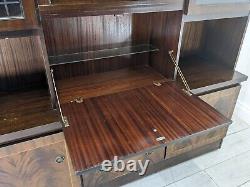 DISPLAY CABINET Large Wood Veneer Retro Glass Door Drawers Shelves FREE DELIVERY