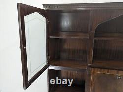 DISPLAY CABINET Large Wood Veneer Retro Glass Door Drawers Shelves FREE DELIVERY