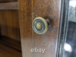DISPLAY CABINET Large Wood Veneer Retro Glass Door Drawers Shelves FREE DELIVERY