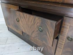 DISPLAY CABINET Large Wood Veneer Retro Glass Door Drawers Shelves FREE DELIVERY