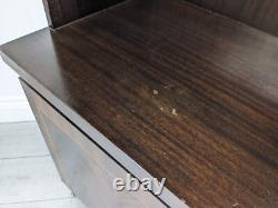 DISPLAY CABINET Large Wood Veneer Retro Glass Door Drawers Shelves FREE DELIVERY