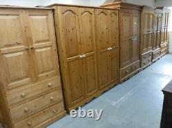 DOVETAILED LARGE CHUNKY RUSTIC SOLID WOOD 2DOOR 3DRAWER MIRROR WARDROBE see shop