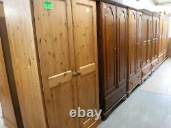 DOVETAILED LARGE CHUNKY RUSTIC SOLID WOOD 2DOOR 3DRAWER MIRROR WARDROBE see shop