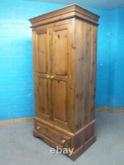 DOVETAILED LARGE CHUNKY SOLID WOOD 2DOOR 1DRAWER WARDROBE H199 W91cm MORE LISTED