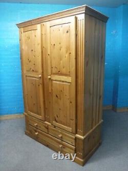 DOVETAILED LARGE CHUNKY SOLID WOOD 2DOOR 3DRAWER WARDROBE H195 W131cm- SEE SHOP