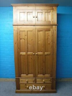 DOVETAILED LARGE CHUNKY SOLID WOOD 2DOOR 3DRAWER WARDROBE +TOPBOX see shop