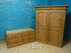 DOVETAILED LARGE CHUNKY SOLID WOOD 2DOOR 4DRAWER WARDROBE 208x124cm SEE OUR SHOP