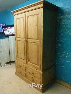 DOVETAILED LARGE CHUNKY SOLID WOOD 2DOOR 4DRAWER WARDROBE 208x124cm SEE OUR SHOP