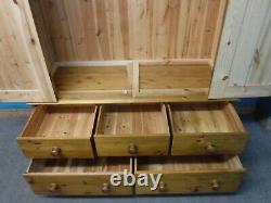 DOVETAILED LARGE CHUNKY SOLID WOOD 2DOOR 5DRAWER WARDROBE H220 W145cm -see shop