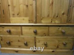 DOVETAILED LARGE CHUNKY SOLID WOOD 2DOOR 5DRAWER WARDROBE H220 W145cm -see shop