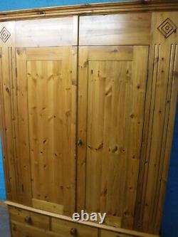 DOVETAILED LARGE CHUNKY SOLID WOOD 2DOOR 5DRAWER WARDROBE H220 W145cm -see shop