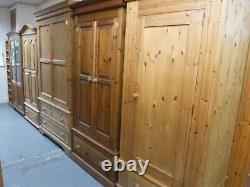 DOVETAILED LARGE CHUNKY SOLID WOOD 2DOOR 5DRAWER WARDROBE H220 W145cm -see shop