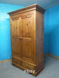 DOVETAILED LARGE CHUNKY WIDE SOLID WOOD 2DOOR 2DRAWER WARDROBE -see shop