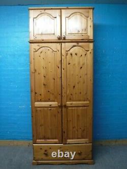 DOVETAILED LARGE SOLID WOOD 2DOOR 1DRAWER WARDROBE +TOPBOX H224 W90cm- see shop