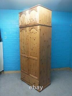 DOVETAILED LARGE SOLID WOOD 2DOOR 1DRAWER WARDROBE +TOPBOX H224 W90cm- see shop