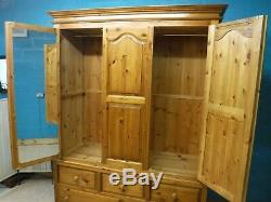 DOVETAILED LARGE SOLID WOOD 2DOOR 5DRAWER WARDROBE H213 W162 D65cm -see our shop