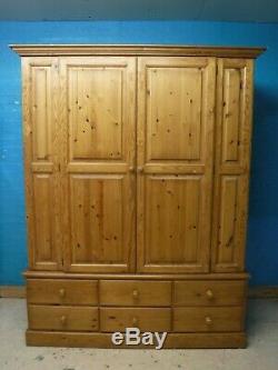 DOVETAILED LARGE SOLID WOOD 2DOOR 6DRAWER WARDROBE H208 W165 D60cm -see our shop