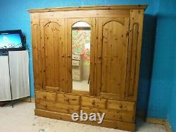 DOVETAILED LARGE SOLID WOOD 3DOOR 6DRAWER WARDROBE H209 W206 D56cm -see our shop