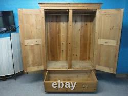 DOVETAILED LARGE WIDE SOLID WOOD 2DOOR 1DRAWER WARDROBE H198 W141 D60cm SEE SHOP