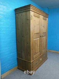 DOVETAILED LARGE WIDE SOLID WOOD 2DOOR 1DRAWER WARDROBE H198 W141 D60cm SEE SHOP