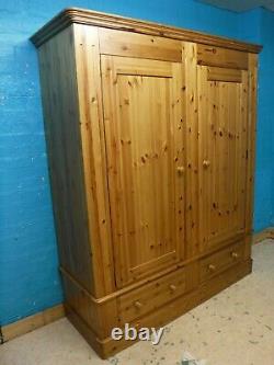 DOVETAILED LARGE WIDE SOLID WOOD 2DOOR 2DRAWER WARDROBE H205 W174cm see shop