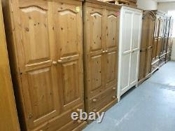 DOVETAILED WIDE LARGE SOLID WOOD 2DOOR 2DRAWER WARDROBE H200 W146cm- SEE SHOP