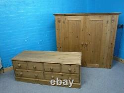 DOVETAILED WIDE LARGE SOLID WOOD 2DOOR 6DRAWER WARDROBE H196 W153cm SEE SHOP