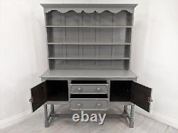 DRESSER Large Grey Vintage Oak 3 Shelf 2 Drawer Cupboard Upcycled FREE DELIVERY