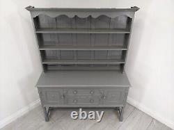 DRESSER Large Grey Vintage Oak 3 Shelf 2 Drawer Cupboard Upcycled FREE DELIVERY