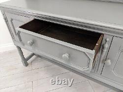 DRESSER Large Grey Vintage Oak 3 Shelf 2 Drawer Cupboard Upcycled FREE DELIVERY