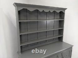 DRESSER Large Grey Vintage Oak 3 Shelf 2 Drawer Cupboard Upcycled FREE DELIVERY