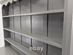 DRESSER Large Grey Vintage Oak 3 Shelf 2 Drawer Cupboard Upcycled FREE DELIVERY