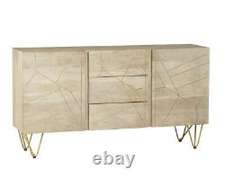 Dallas Light Mango Wood & Metal Legs Large Sideboard with 2 Doors and 3 Drawers