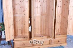 Delivery Options Large 6 Door 3 Drawer Solid Pine Farmhouse Wardrobe Waxed