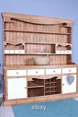 Delivery Options Large Pine Farmhouse Welsh Dresser Waxed Finish Wine Rack