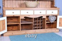 Delivery Options Large Pine Farmhouse Welsh Dresser Waxed Finish Wine Rack