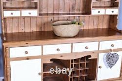 Delivery Options Large Pine Farmhouse Welsh Dresser Waxed Finish Wine Rack