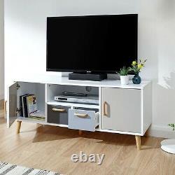 Delta 2 Door 2 Drawer Large TV Unit White & Grey