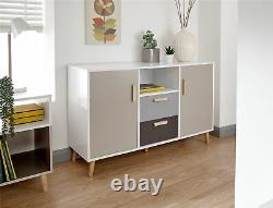 Delta Large Sideboard Storage Unit 2 Door 2 Drawer in White / Grey