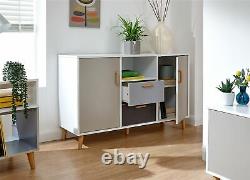 Delta Large Sideboard Storage Unit 2 Door 2 Drawer in White / Grey