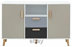 Delta Large Sideboard Storage Unit 2 Door 2 Drawer in White / Grey