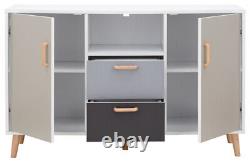 Delta Trendy Large 2 Door 2 Drawer Sideboard White & Grey Multi Tone Storage