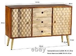 Desk Chest Sideboard Edisa Honeycomb Effect Mango Range with Gold Metal Legs