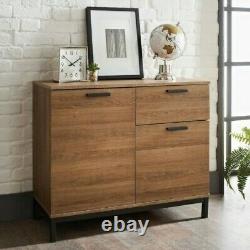 Detriot Large 2 Door 1 Drawer Sideboard Brown Oak Cupboard TV Cabinet Furniture