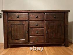 Dining Room Furniture Dark Brown Solid Wood Large Sideboard 6 Drawer, 2 Cupboard