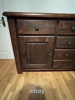 Dining Room Furniture Dark Brown Solid Wood Large Sideboard 6 Drawer, 2 Cupboard