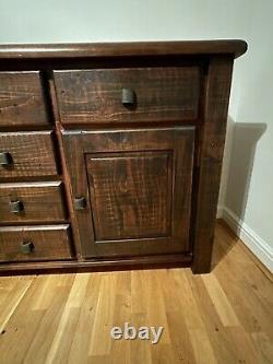 Dining Room Furniture Dark Brown Solid Wood Large Sideboard 6 Drawer, 2 Cupboard