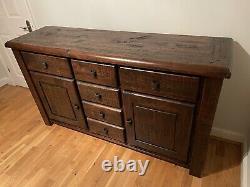 Dining Room Furniture Dark Brown Solid Wood Large Sideboard 6 Drawer, 2 Cupboard